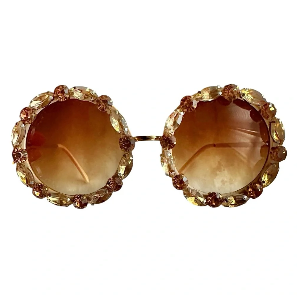 Crystal-Embellished Sunglasses Bold Statement Bohemian Boho Y2K Festival Style